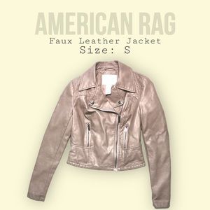 American Rag faux leather jacket. Taupe. Size small.